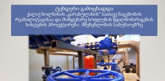 გამოცხადებული ტენდერი და დაგეგმილი სამუშაოები, რომელიც სასმელი წყლის მიწოდებას გააუმჯობესებს