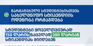 2024 სასწავლო წლის შემოდგომის სემესტრიდან ორმაგდება სტიპენდიატთა რაოდენობა და სახელმწიფო სტიპენდიის ოდენობა