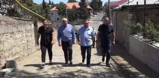 ქალაქ ბოლნისში არსენ იყალთოელის ქუჩაზე ქვაფენილი იგება